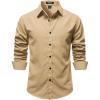 JEMITOP Mens Stretch Vintage Slim Fit Button Down Shirts Business Casual Long Sleeve Dress Shirt(Khaki Yellow)