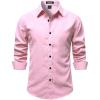 JEMITOP Mens Stretch Vintage Slim Fit Button Down Shirts Business Casual Long Sleeve Dress Shirt(Pink)