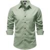 JEMITOP Mens Stretch Vintage Slim Fit Button Down Shirts Business Casual Long Sleeve Dress Shirt(Sage Green)