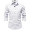 JEMITOP Mens Stretch Vintage Slim Fit Button Down Shirts Business Casual Long Sleeve Dress Shirt(White)