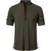 Men’s Cotton Long Sleeve Lace Up Vintage Shirts for Renaissance Pirate Viking Medieval Costume(Army Green)