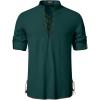 Men’s Cotton Long Sleeve Lace Up Vintage Shirts for Renaissance Pirate Viking Medieval Costume(Dark Green)