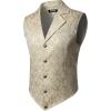 JEMITOP Men’s Vintage Gothic Steampunk Victorian Suit Vest Jacquard Slim Fit Sleeveless Waistcoat(Beige)