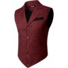 JEMITOP Men’s Vintage Gothic Steampunk Victorian Suit Vest Jacquard Slim Fit Sleeveless Waistcoat(Burgundy)