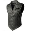 JEMITOP Men’s Vintage Gothic Steampunk Victorian Suit Vest Jacquard Slim Fit Sleeveless Waistcoat(Dark Silver Black Jacquard)