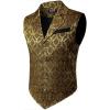 JEMITOP Men’s Vintage Gothic Steampunk Victorian Suit Vest Jacquard Slim Fit Sleeveless Waistcoat(Gold)