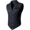 JEMITOP Men’s Vintage Gothic Steampunk Victorian Suit Vest Jacquard Slim Fit Sleeveless Waistcoat(Navy Blue)