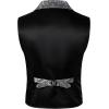 JEMITOP Men’s Vintage Gothic Steampunk Victorian Suit Vest Jacquard Slim Fit Sleeveless Waistcoat(Silver Blue Jacquard)