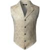 JEMITOP Men’s Vintage Gothic Steampunk Victorian Suit Vest Jacquard Slim Fit Sleeveless Waistcoat(Beige)