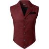 JEMITOP Men’s Vintage Gothic Steampunk Victorian Suit Vest Jacquard Slim Fit Sleeveless Waistcoat(Burgundy)