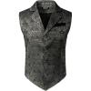 JEMITOP Men’s Vintage Gothic Steampunk Victorian Suit Vest Jacquard Slim Fit Sleeveless Waistcoat(Dark Silver Black Jacquard)