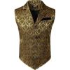 JEMITOP Men’s Vintage Gothic Steampunk Victorian Suit Vest Jacquard Slim Fit Sleeveless Waistcoat(Gold)