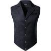 JEMITOP Men’s Vintage Gothic Steampunk Victorian Suit Vest Jacquard Slim Fit Sleeveless Waistcoat(Navy Blue)
