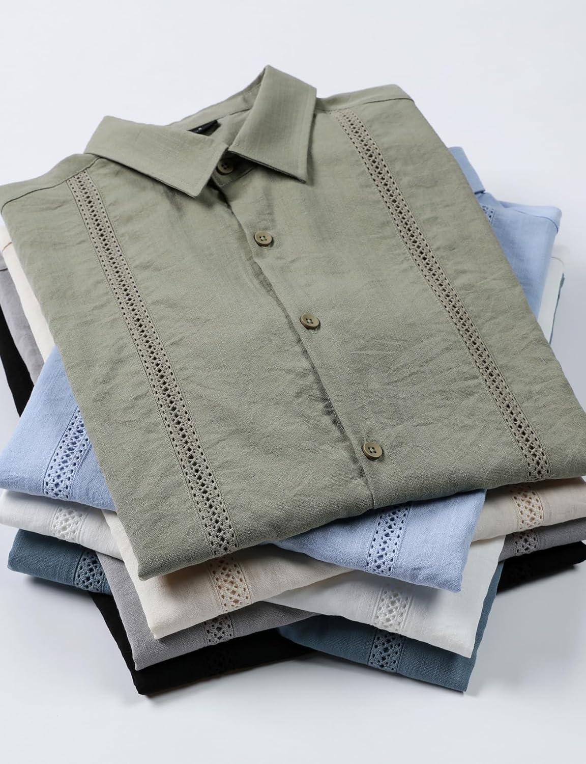 imageJEMITOP Mens Cuban Guayabera Shirt Casual Button Down Short Sleeve Shirts for Summer Cruise Beach VacationSkyblue