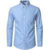 JEMITOP Men’s Classic Lightweight Oxford Button Down Collar Shirts Business Casual Long Sleeve Dress Shirt with Pocket(Blue)