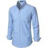 JEMITOP Men’s Classic Lightweight Oxford Button Down Collar Shirts Business Casual Long Sleeve Dress Shirt with Pocket(Blue)