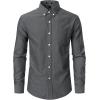 JEMITOP Men’s Classic Lightweight Oxford Button Down Collar Shirts Business Casual Long Sleeve Dress Shirt with Pocket(Dark Grey)