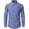 JEMITOP Men’s Classic Lightweight Oxford Button Down Collar Shirts Business Casual Long Sleeve Dress Shirt with Pocket(Demin Blue)