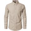 JEMITOP Men’s Classic Lightweight Oxford Button Down Collar Shirts Business Casual Long Sleeve Dress Shirt with Pocket(Khaki)