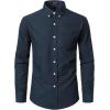 JEMITOP Men’s Classic Lightweight Oxford Button Down Collar Shirts Business Casual Long Sleeve Dress Shirt with Pocket(Navy Blue)