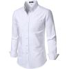 JEMITOP Men’s Classic Lightweight Oxford Button Down Collar Shirts Business Casual Long Sleeve Dress Shirt with Pocket(White)