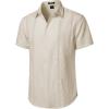 JEMITOP Mens Cuban Guayabera Shirt Casual Button Down Short Sleeve Shirts for Summer Cruise Beach Vacation(Beige)
