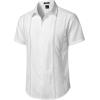 JEMITOP Mens Cuban Guayabera Shirt Casual Button Down Short Sleeve Shirts for Summer Cruise Beach Vacation(White)