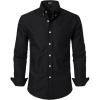 JEMITOP Men’s Classic Lightweight Oxford Button Down Collar Shirts Business Casual Long Sleeve Dress Shirt with Pocket(Black)