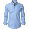 JEMITOP Men’s Classic Lightweight Oxford Button Down Collar Shirts Business Casual Long Sleeve Dress Shirt with Pocket(Blue)