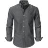 JEMITOP Men’s Classic Lightweight Oxford Button Down Collar Shirts Business Casual Long Sleeve Dress Shirt with Pocket(Dark Grey)