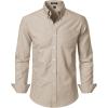 JEMITOP Men’s Classic Lightweight Oxford Button Down Collar Shirts Business Casual Long Sleeve Dress Shirt with Pocket(Khaki)