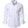 JEMITOP Men’s Classic Lightweight Oxford Button Down Collar Shirts Business Casual Long Sleeve Dress Shirt with Pocket(White)