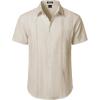 JEMITOP Mens Cuban Guayabera Shirt Casual Button Down Short Sleeve Shirts for Summer Cruise Beach Vacation(Beige)