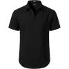 JEMITOP Mens Cuban Guayabera Shirt Casual Button Down Short Sleeve Shirts for Summer Cruise Beach Vacation(Black)