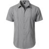 JEMITOP Mens Cuban Guayabera Shirt Casual Button Down Short Sleeve Shirts for Summer Cruise Beach Vacation(Grey)