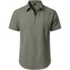 JEMITOP Mens Cuban Guayabera Shirt Casual Button Down Short Sleeve Shirts for Summer Cruise Beach Vacation(Olive Green)