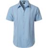 JEMITOP Mens Cuban Guayabera Shirt Casual Button Down Short Sleeve Shirts for Summer Cruise Beach Vacation(Skyblue)