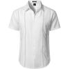 JEMITOP Mens Cuban Guayabera Shirt Casual Button Down Short Sleeve Shirts for Summer Cruise Beach Vacation(White)