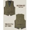 JEMITOP Men’s Retro Western Cowboy Vest Faux Suede Leather Snap Waistcoat Slim Fit Casual Wedding Vests with Pockets(Army Green)