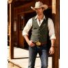 JEMITOP Men’s Retro Western Cowboy Vest Faux Suede Leather Snap Waistcoat Slim Fit Casual Wedding Vests with Pockets(Army Green)