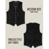JEMITOP Men’s Retro Western Cowboy Vest Faux Suede Leather Snap Waistcoat Slim Fit Casual Wedding Vests with Pockets(Black)