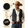 JEMITOP Men’s Retro Western Cowboy Vest Faux Suede Leather Snap Waistcoat Slim Fit Casual Wedding Vests with Pockets(Black)