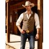 JEMITOP Men’s Retro Western Cowboy Vest Faux Suede Leather Snap Waistcoat Slim Fit Casual Wedding Vests with Pockets(Brown)