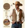JEMITOP Men’s Retro Western Cowboy Vest Faux Suede Leather Snap Waistcoat Slim Fit Casual Wedding Vests with Pockets(Brown)