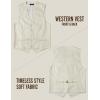 JEMITOP Men’s Retro Western Cowboy Vest Faux Suede Leather Snap Waistcoat Slim Fit Casual Wedding Vests with Pockets(Cream White)