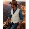 JEMITOP Men’s Retro Western Cowboy Vest Faux Suede Leather Snap Waistcoat Slim Fit Casual Wedding Vests with Pockets(Cream White)