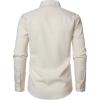 JEMITOP Men’s Stretch Linen-Like Long Sleeve Button Down Shirts Casual Beach Wedding Dress Shirt(Beige)