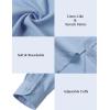 JEMITOP Men’s Stretch Linen-Like Long Sleeve Button Down Shirts Casual Beach Wedding Dress Shirt(Light Blue)
