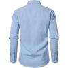 JEMITOP Men’s Stretch Linen-Like Long Sleeve Button Down Shirts Casual Beach Wedding Dress Shirt(Light Blue)