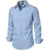 JEMITOP Men’s Stretch Linen-Like Long Sleeve Button Down Shirts Casual Beach Wedding Dress Shirt(Light Blue)
